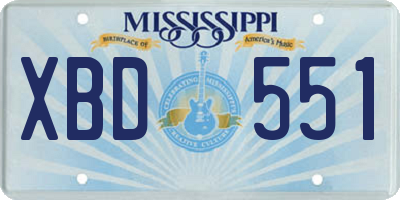MS license plate XBD551