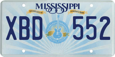 MS license plate XBD552