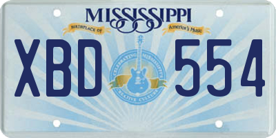 MS license plate XBD554