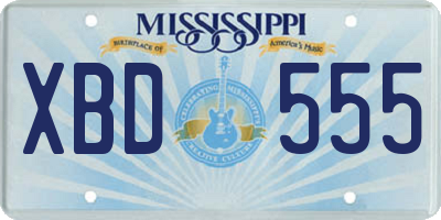 MS license plate XBD555