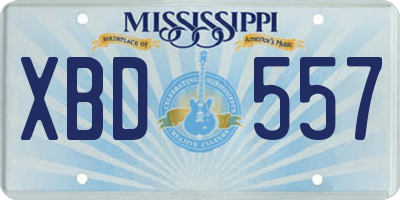 MS license plate XBD557