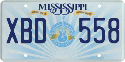 MS license plate XBD558