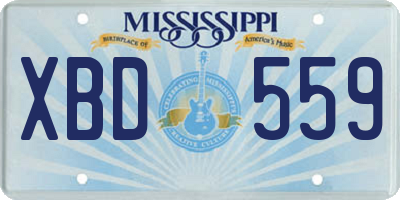 MS license plate XBD559