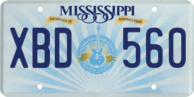 MS license plate XBD560