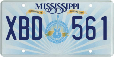 MS license plate XBD561