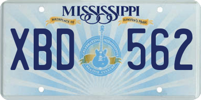 MS license plate XBD562