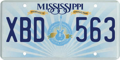 MS license plate XBD563