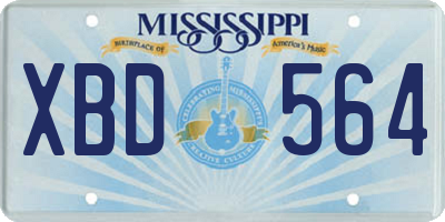 MS license plate XBD564