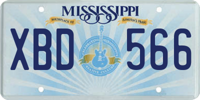MS license plate XBD566