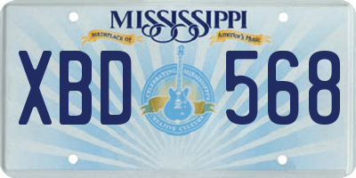 MS license plate XBD568