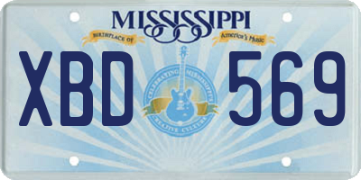 MS license plate XBD569