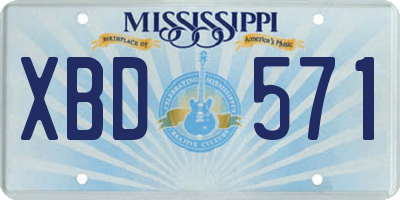 MS license plate XBD571