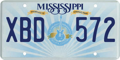 MS license plate XBD572