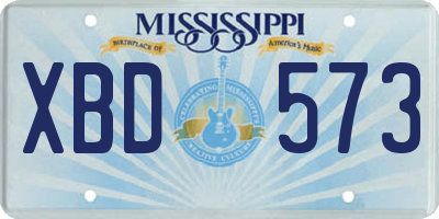 MS license plate XBD573