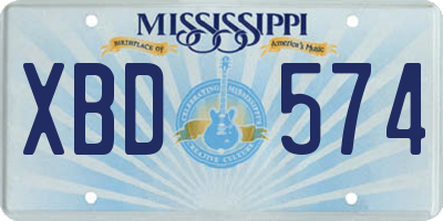 MS license plate XBD574