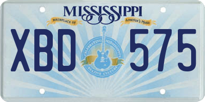 MS license plate XBD575