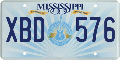 MS license plate XBD576