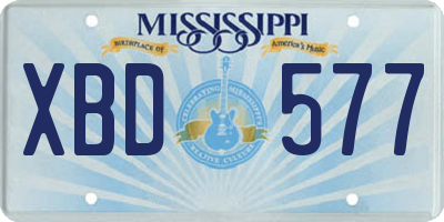 MS license plate XBD577