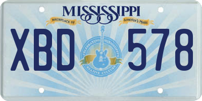 MS license plate XBD578