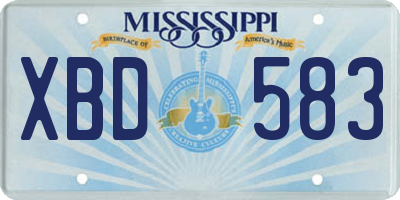 MS license plate XBD583