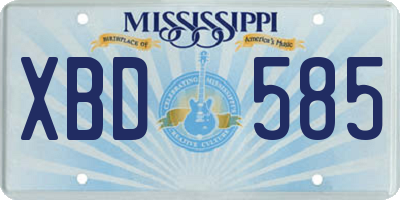 MS license plate XBD585