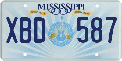 MS license plate XBD587