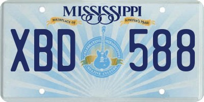 MS license plate XBD588