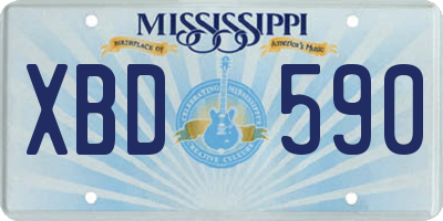MS license plate XBD590