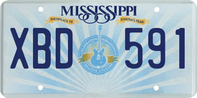 MS license plate XBD591