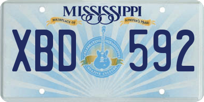 MS license plate XBD592