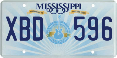 MS license plate XBD596