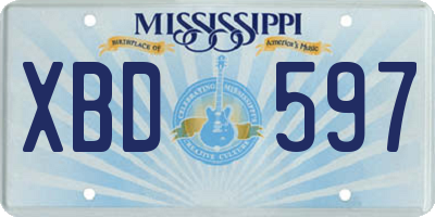 MS license plate XBD597