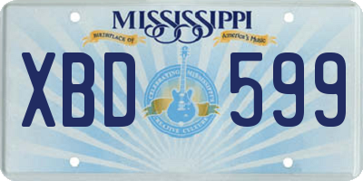 MS license plate XBD599