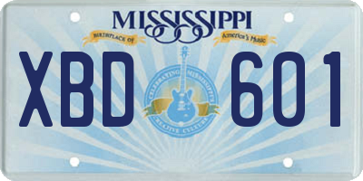 MS license plate XBD601