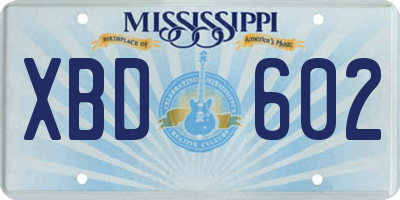 MS license plate XBD602