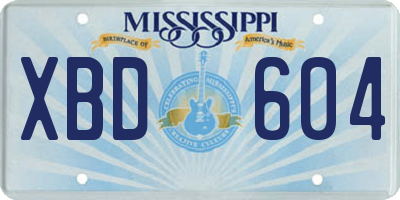MS license plate XBD604