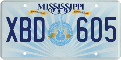 MS license plate XBD605