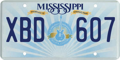 MS license plate XBD607