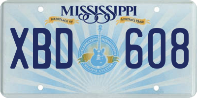 MS license plate XBD608