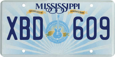 MS license plate XBD609
