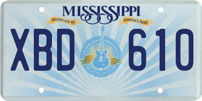 MS license plate XBD610