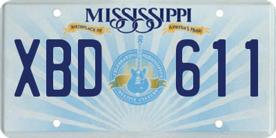 MS license plate XBD611
