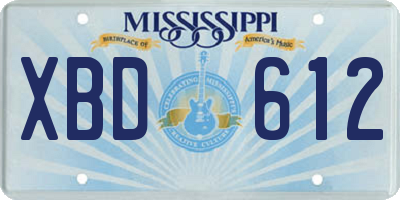 MS license plate XBD612