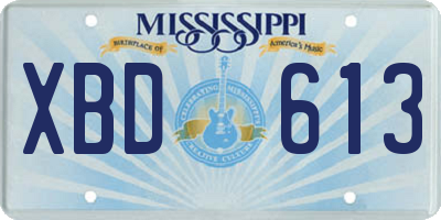MS license plate XBD613
