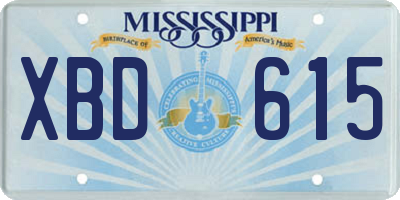 MS license plate XBD615