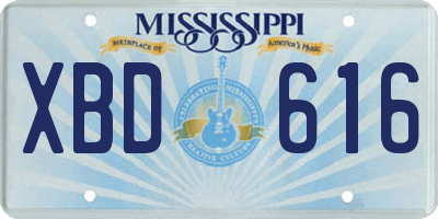 MS license plate XBD616