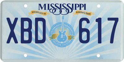 MS license plate XBD617