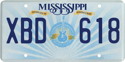 MS license plate XBD618