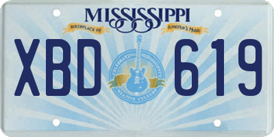 MS license plate XBD619