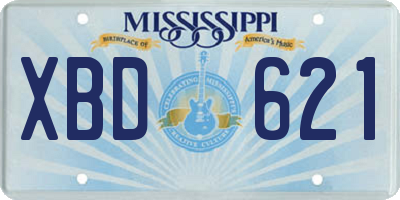 MS license plate XBD621